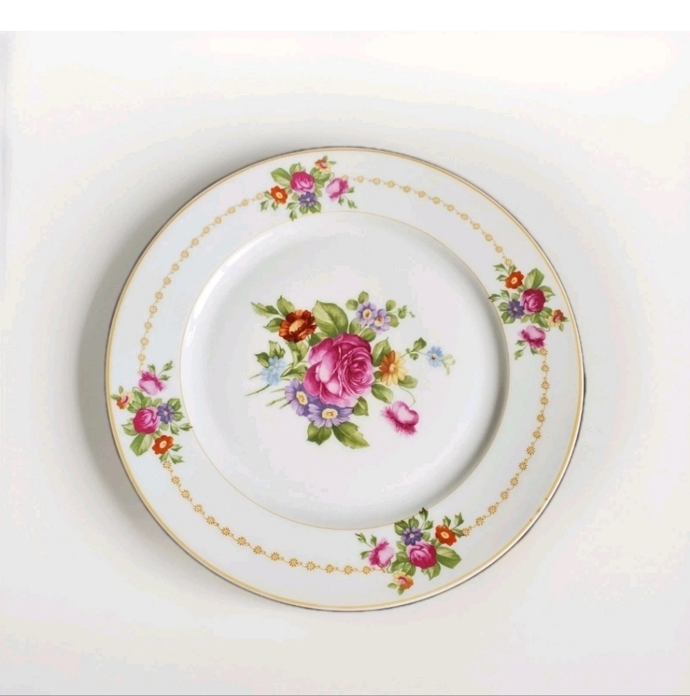 Antique Rosenthal Selb Bavaria Early 1900s Floral Gold Trim Dinner Plate 10"